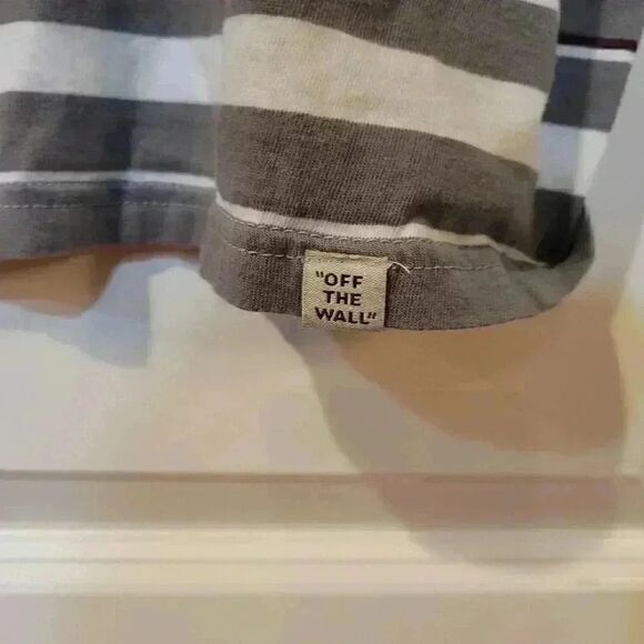 Vans Men's Gray/White/Purple & Brown Color Striped Cotton T-Shirt - Picture 5 of 11